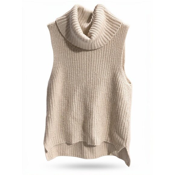 Aeropostale Womens Knit Sleeveless Turtleneck Sweater Beige Size M - Picture 2 of 7